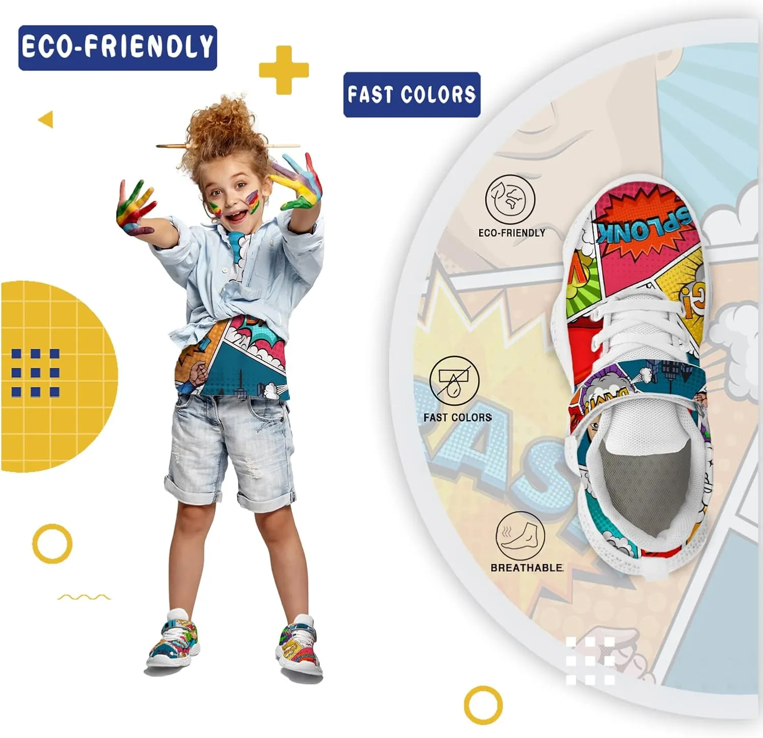 Sneakers for Boys Girls Kids Cartoon Animals Painted Running Shoes Children Outdoor Tennis Shoes