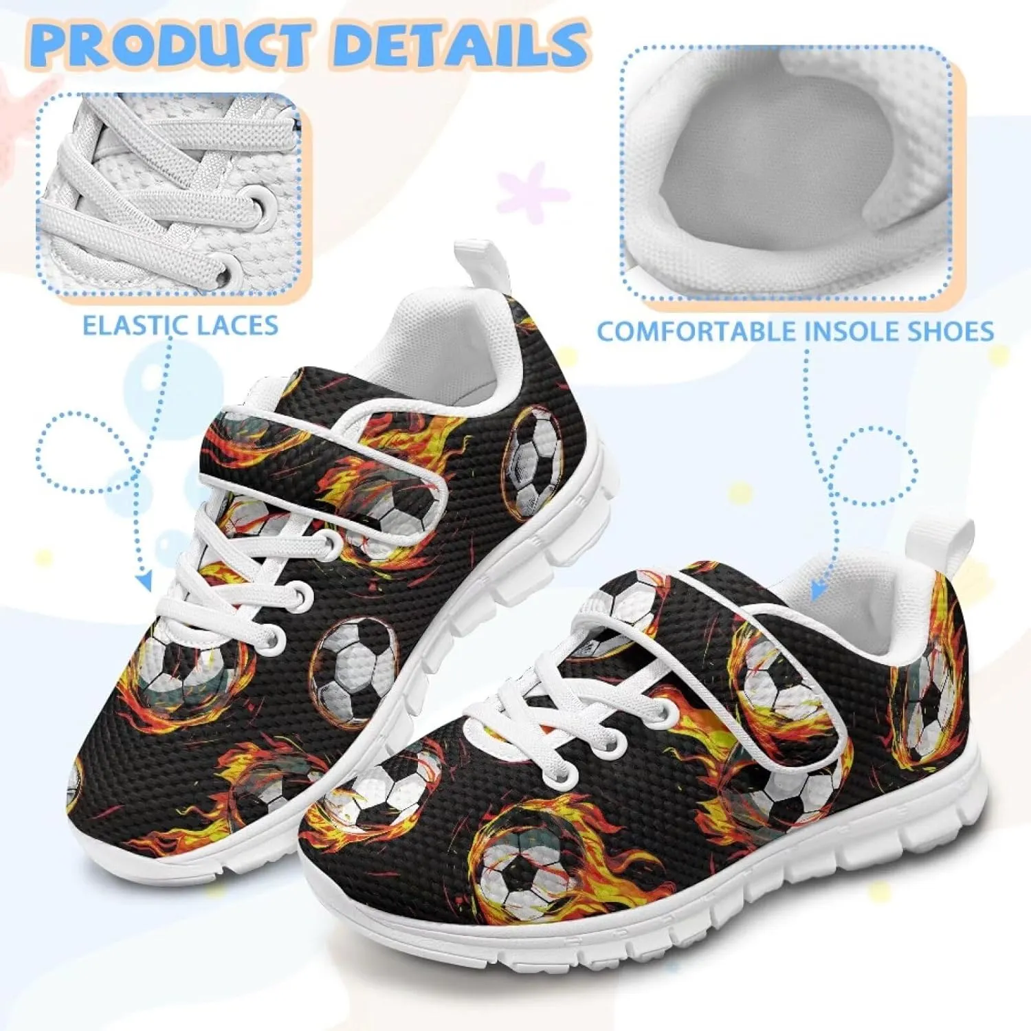 Sneakers for Boys Size 11-15 Lightweight Cool Design for Outdoor Activity