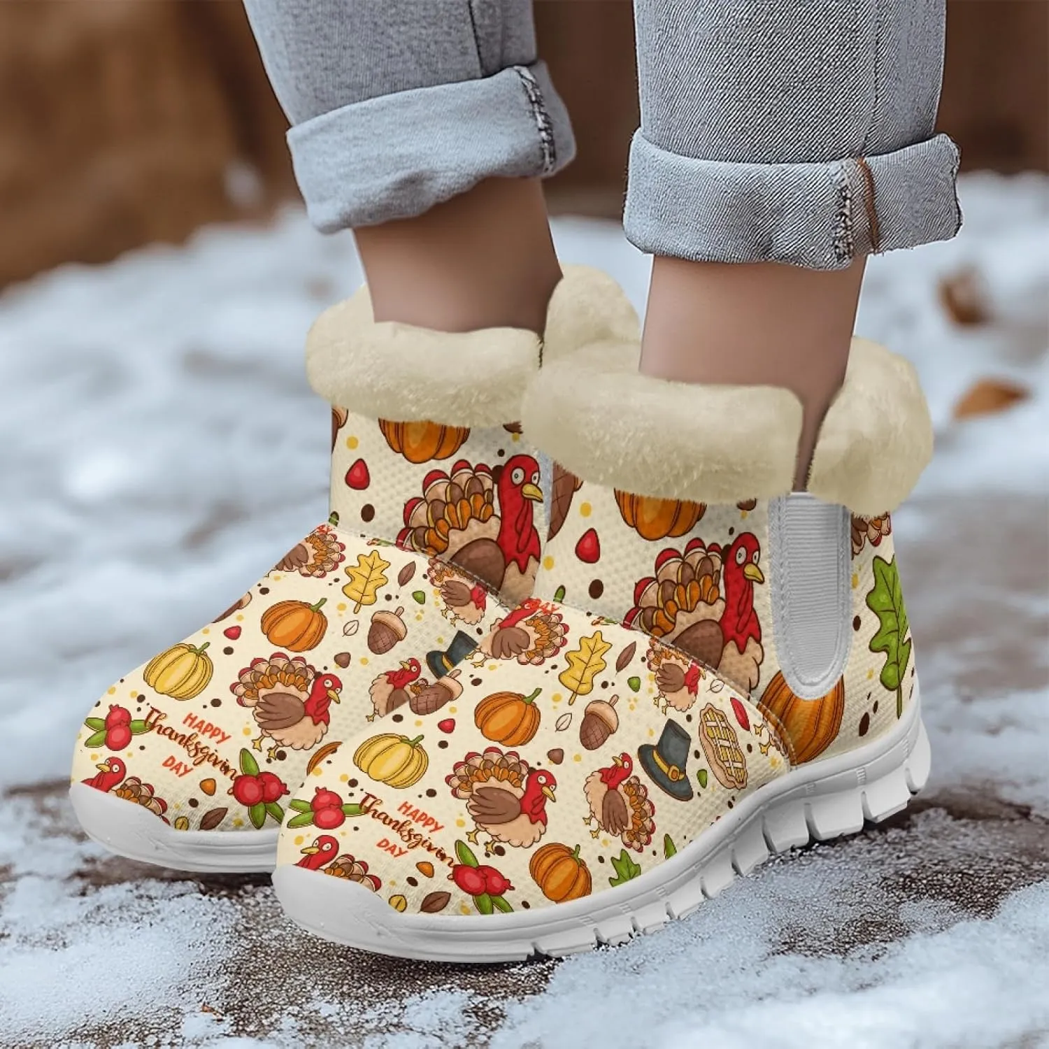 Snow Boots for Women -Fashion Winter Warm Snow Boots Anti-Slip outdoor Furry bootie for men women