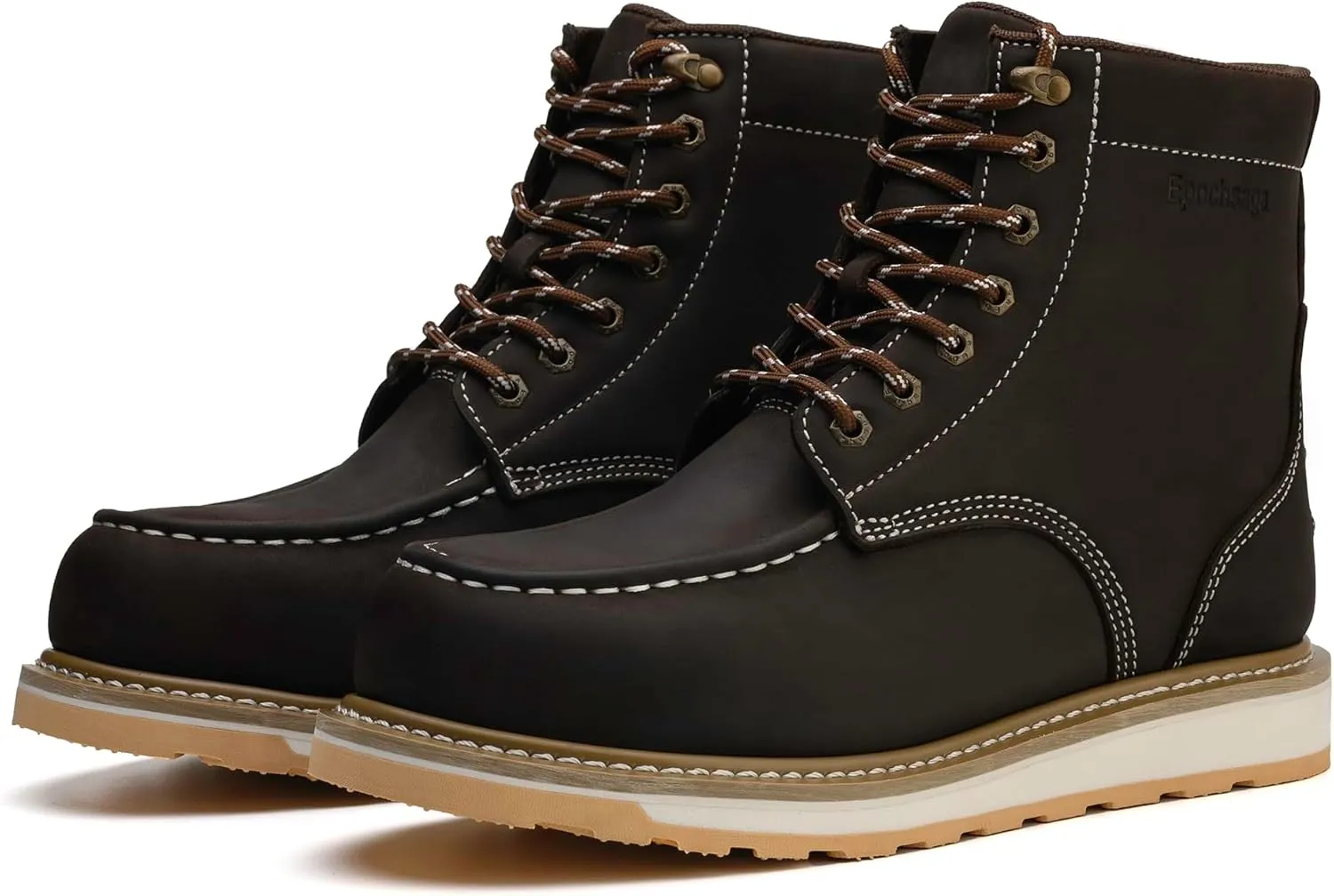 Steel Moc Toe Waterproof Safety Work Boots For Men,Fashion Classic Insulated Industrial Construction Ankle Shoes Dark Brown 6 Inch Footwear