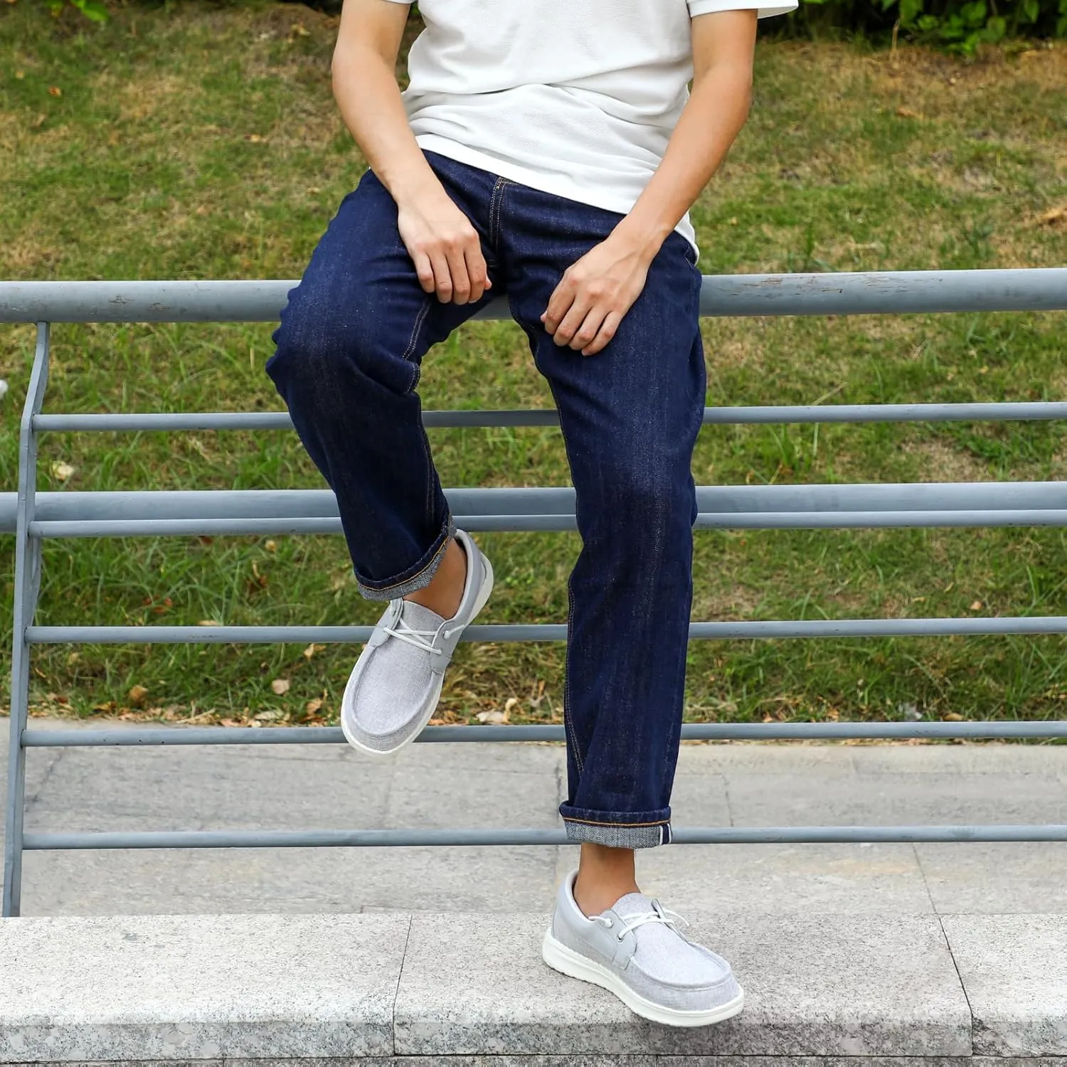 STQ Boat Shoes Men's Business Casual Shoes Slip on Dress Sneakers with Arch Support Insole Lightweight Orthopedic Walking Loafers for Plantar Fasciitis