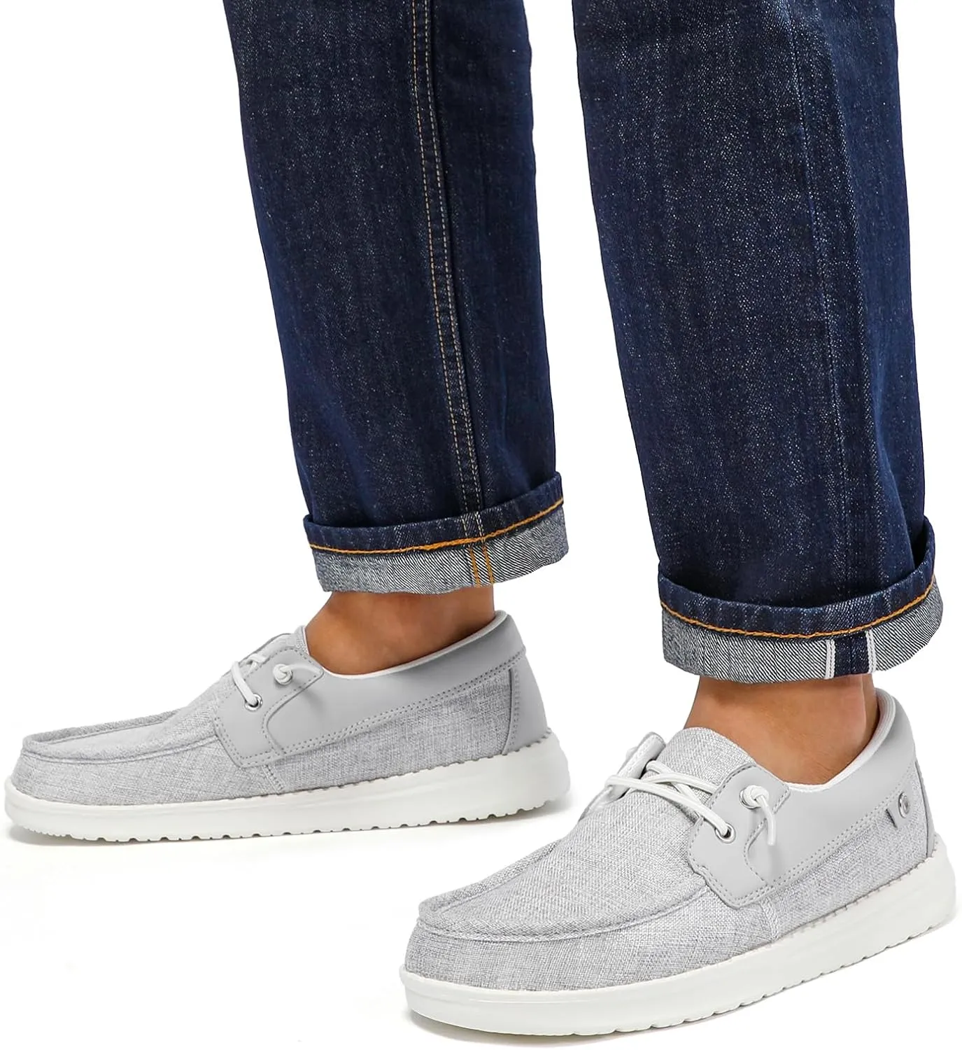 STQ Boat Shoes Men's Business Casual Shoes Slip on Dress Sneakers with Arch Support Insole Lightweight Orthopedic Walking Loafers for Plantar Fasciitis