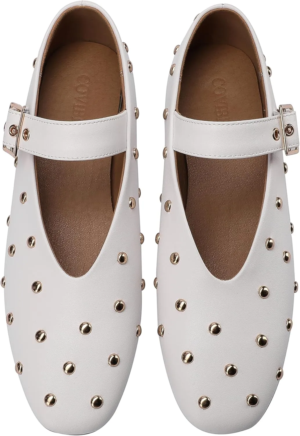 Stylish Mary Jane Studded Flats for Women Comfortable Ballet Buckled Ballerina Shoes for Work, Office, Party, or Daily Shoes