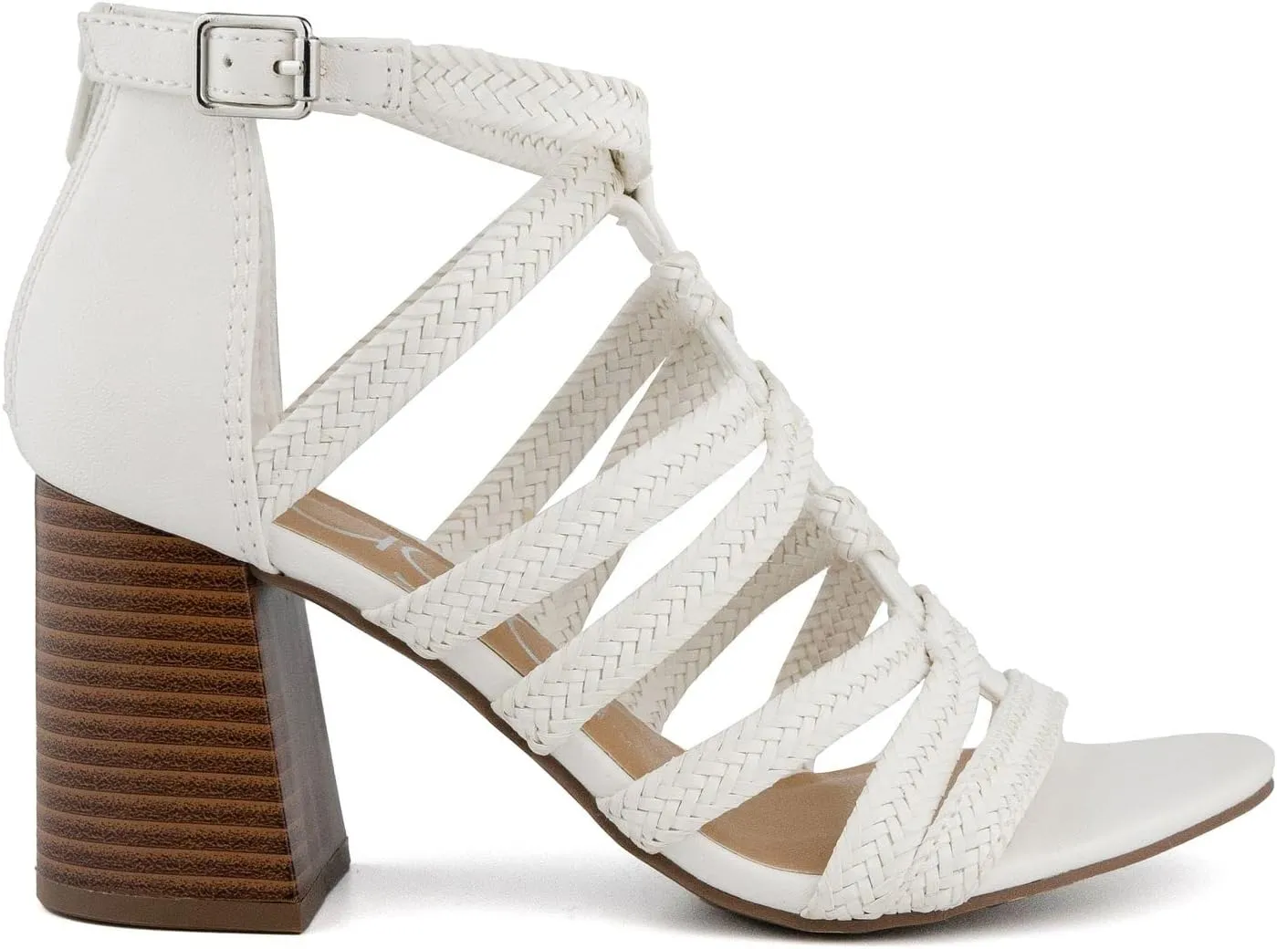 Sugar Womens Open Toe Strappy Gladiator Sandals with Buckle Closure - Heeled Sandals - Ankle Strap Shoes