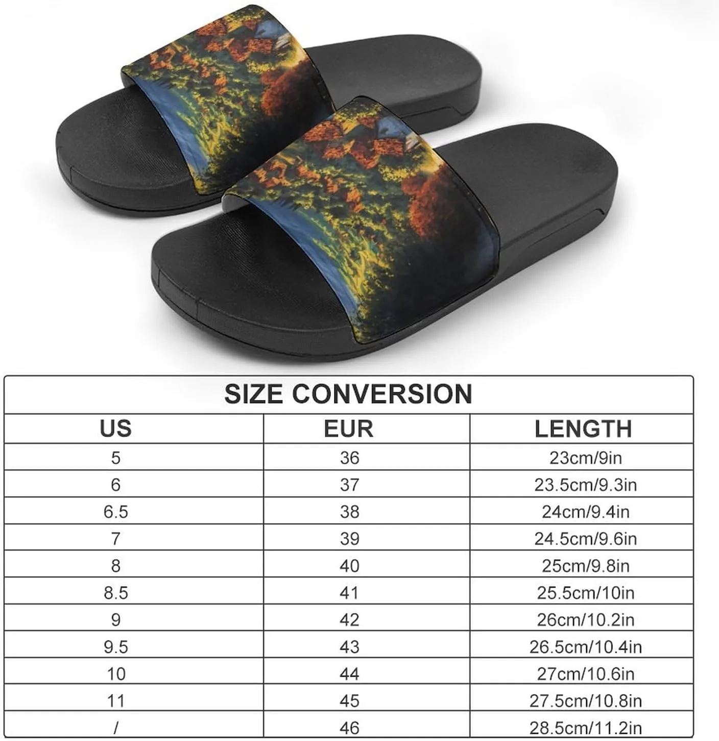 Sunset Village Scenery Funny House Sandals Non Slip Shower Slippers Quick Drying Bathroom Shoes for Women Men