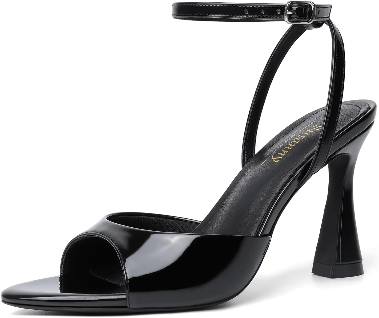 Susanny High Heels for Women Pointed Open Toe Strappy Chunky Block Heels Ankle Strap Stiletto Kitten Heeled Sandals Wedding Bridal Party Prom Sexy Dress Shoes