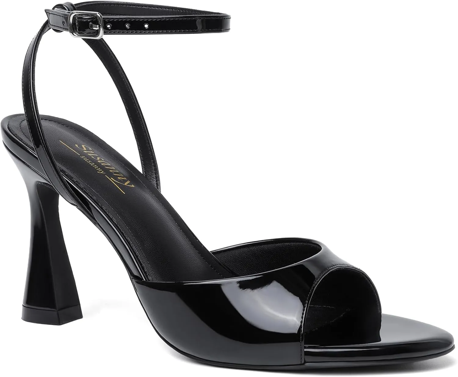 Susanny High Heels for Women Pointed Open Toe Strappy Chunky Block Heels Ankle Strap Stiletto Kitten Heeled Sandals Wedding Bridal Party Prom Sexy Dress Shoes