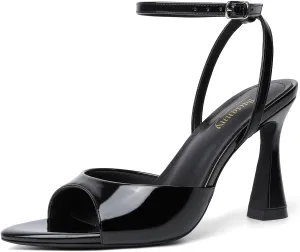 Susanny High Heels for Women Pointed Open Toe Strappy Chunky Block Heels Ankle Strap Stiletto Kitten Heeled Sandals Wedding Bridal Party Prom Sexy Dress Shoes