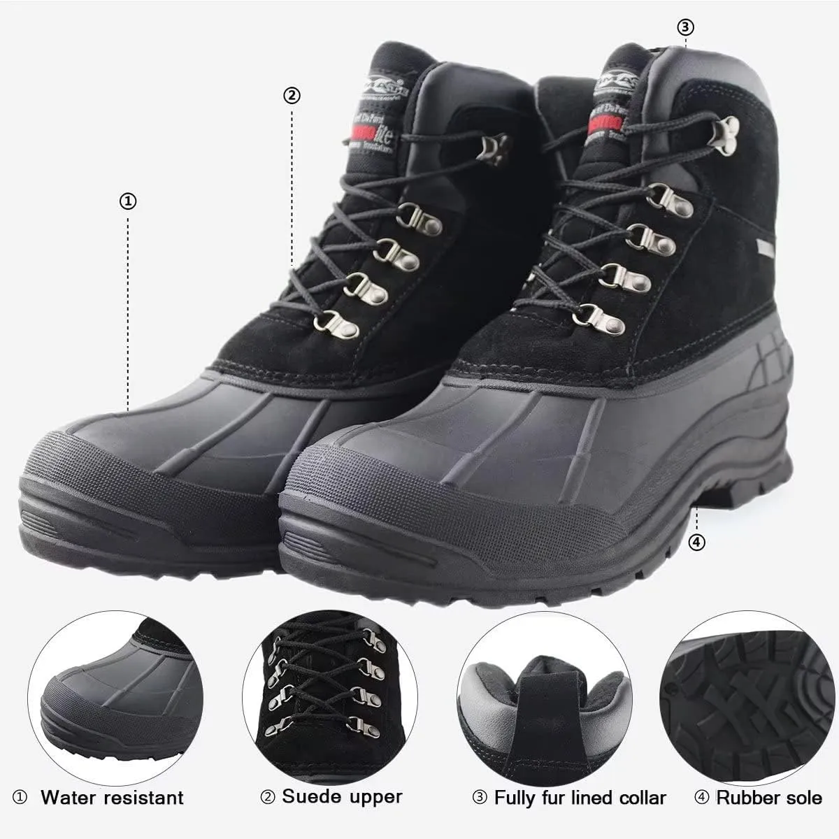 Tanleewa Waterproof Men Snow Boots Leather Winter Shoes Non-Slip Insulated Warm Winter Boots Fashion Boots