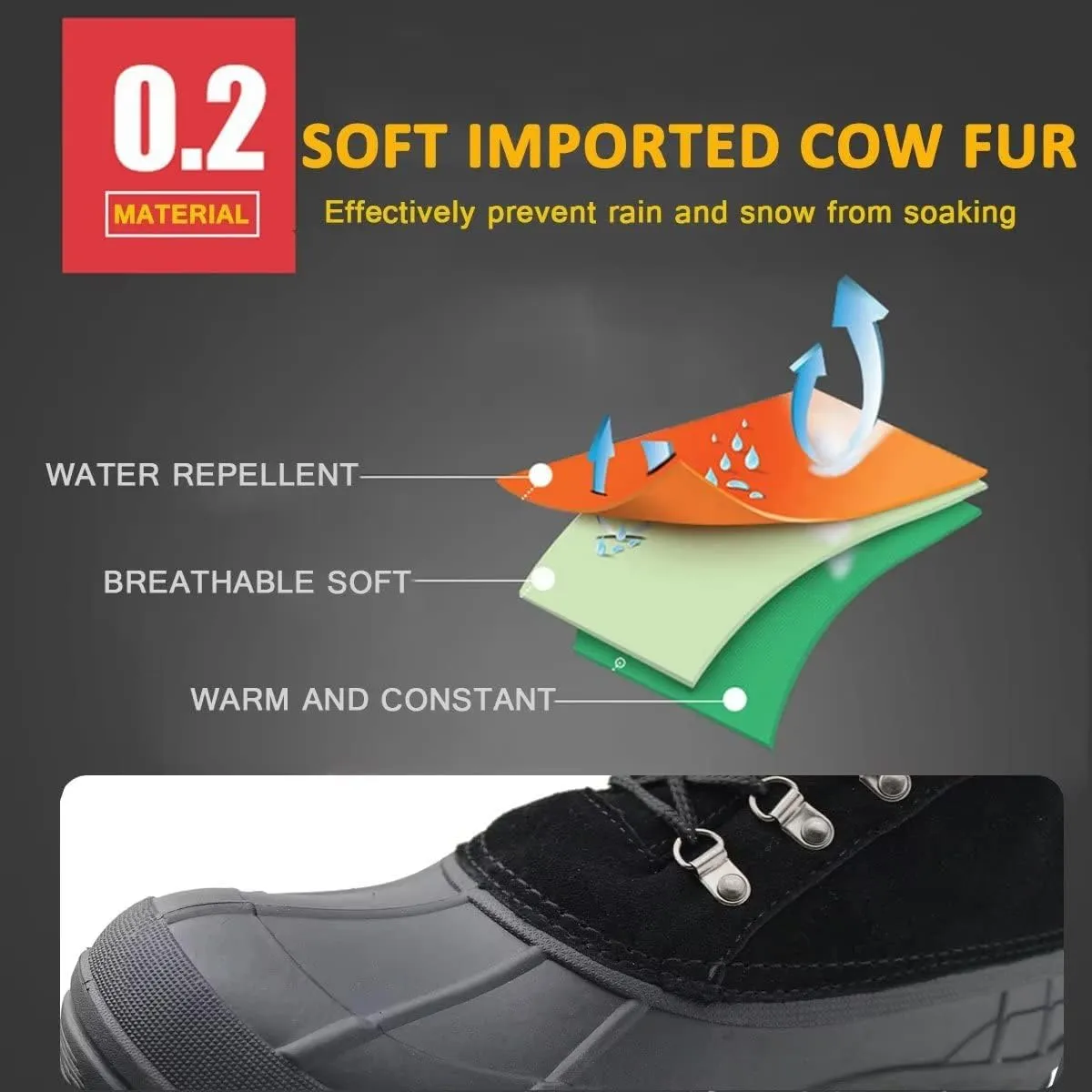 Tanleewa Waterproof Men Snow Boots Leather Winter Shoes Non-Slip Insulated Warm Winter Boots Fashion Boots