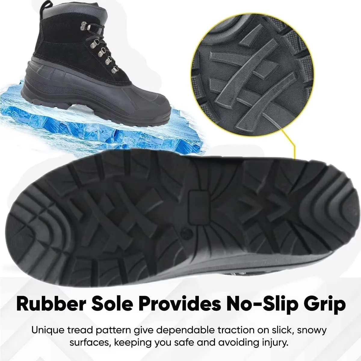 Tanleewa Waterproof Men Snow Boots Leather Winter Shoes Non-Slip Insulated Warm Winter Boots Fashion Boots