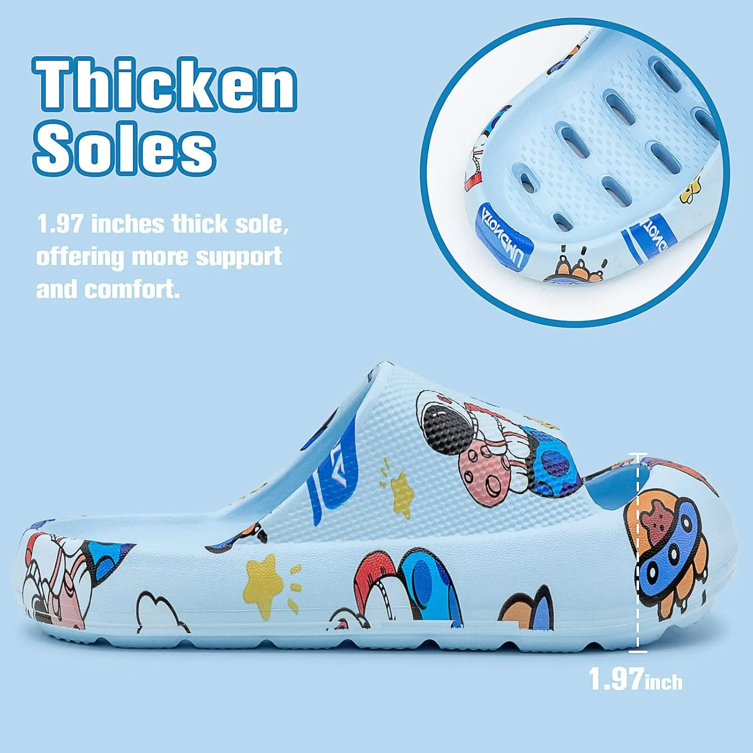 techcity Boys Girls Slide Sandals Soft Cushioned Thick Sole Non-slip Summer Slippers Quick Drying Bathroom Shower Pool Beach Sandals for Toddler Little Kids