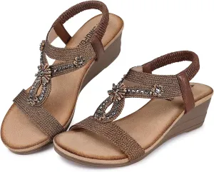 TEMOFON Womens Sandals Wedge Low: Wedge Sandal Women Dressy Summer