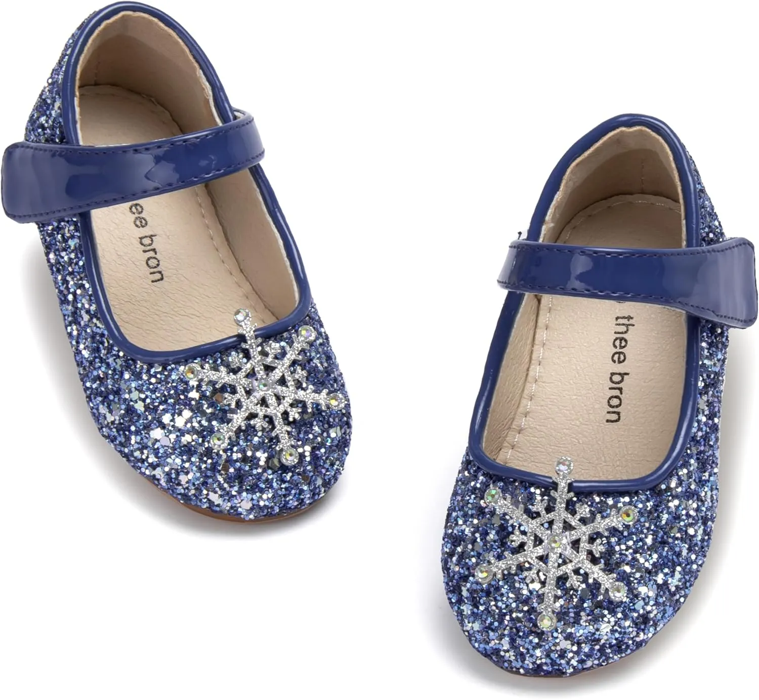 THEE BRON Toddler Dress Shoes Flower Girls Glitter Mary Jane Ballerina Flat Shoes