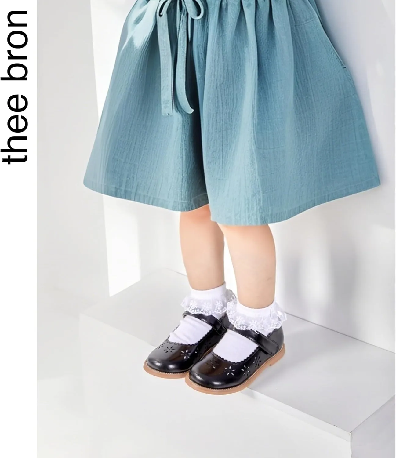 THEE BRON Toddler Girls Mary Jane Flats Kids School Uniform Party Dress Shoes