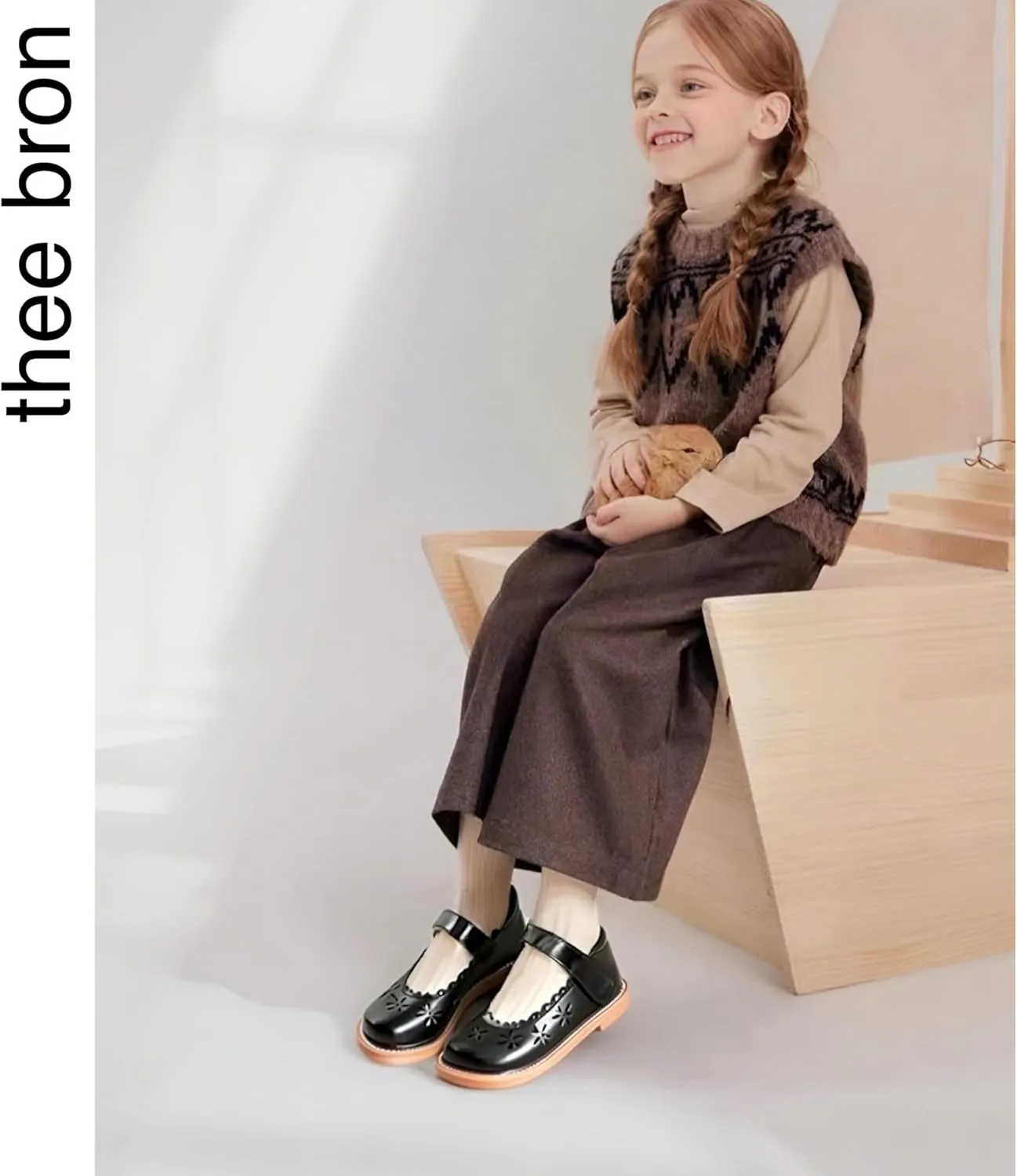 THEE BRON Toddler Girls Mary Jane Flats Kids School Uniform Party Dress Shoes