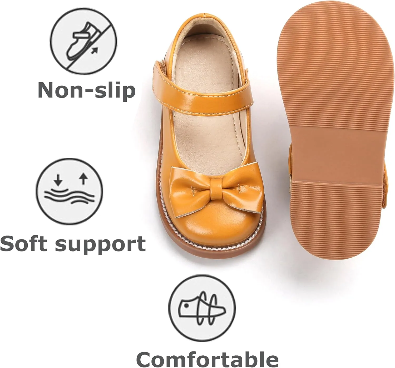 THEE BRON Toddler Girls Mary Jane Flats Kids School Uniform Party Dress Shoes