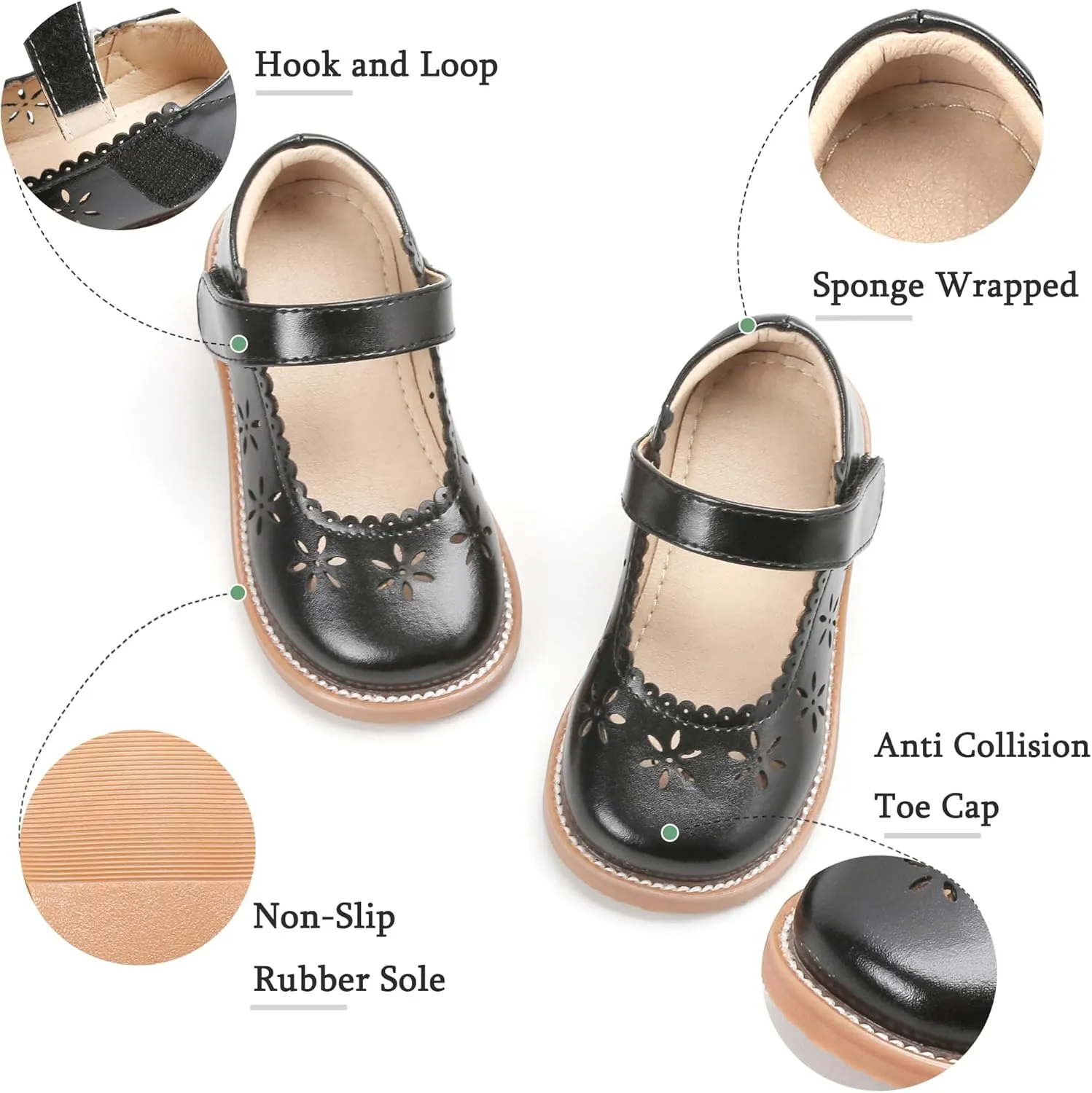 THEE BRON Toddler Girls Mary Jane Flats Kids School Uniform Party Dress Shoes