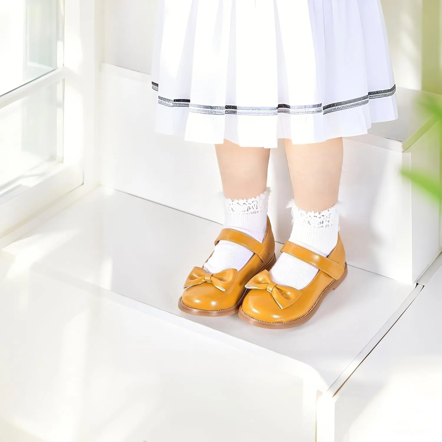 THEE BRON Toddler Girls Mary Jane Flats Kids School Uniform Party Dress Shoes