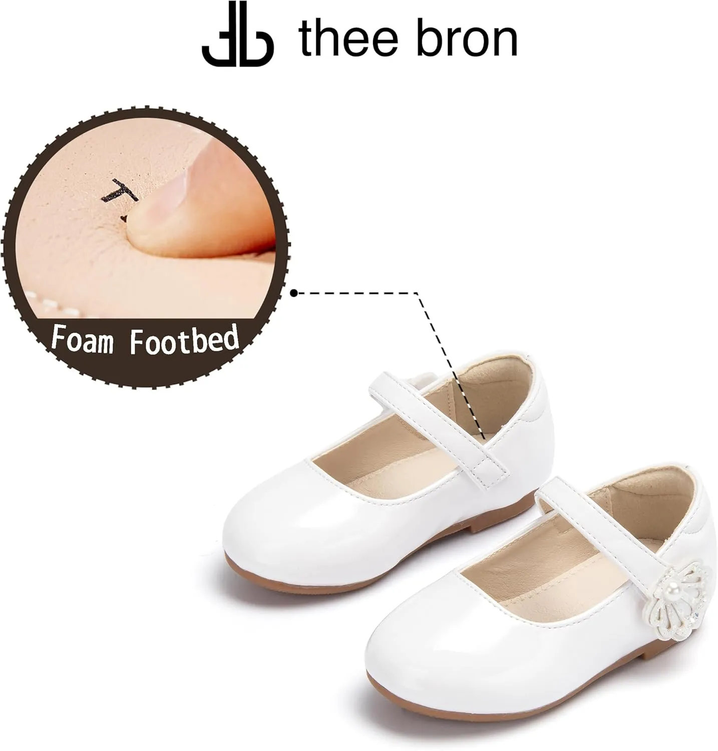 THEE BRON Toddler Girls Shoes Mary Jane Flats for Girls Ballerina Dress Shoes