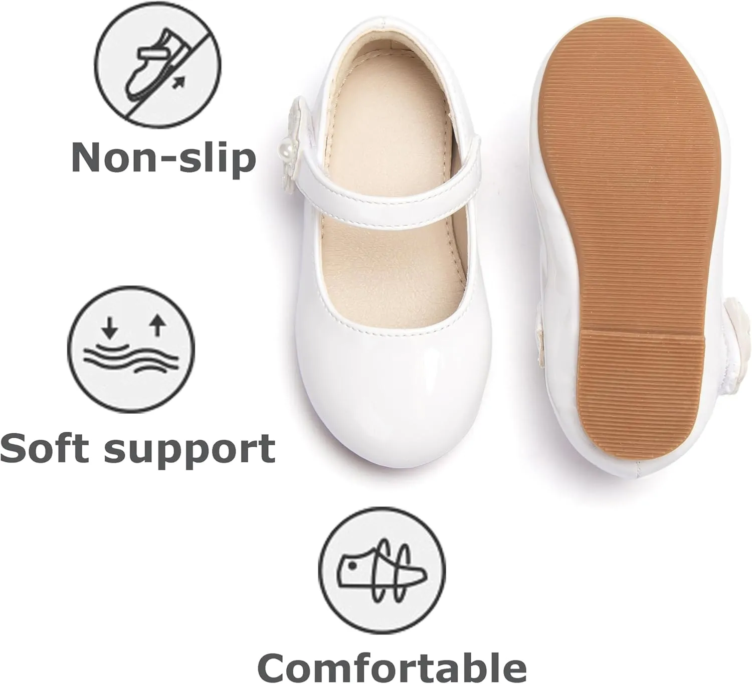 THEE BRON Toddler Girls Shoes Mary Jane Flats for Girls Ballerina Dress Shoes