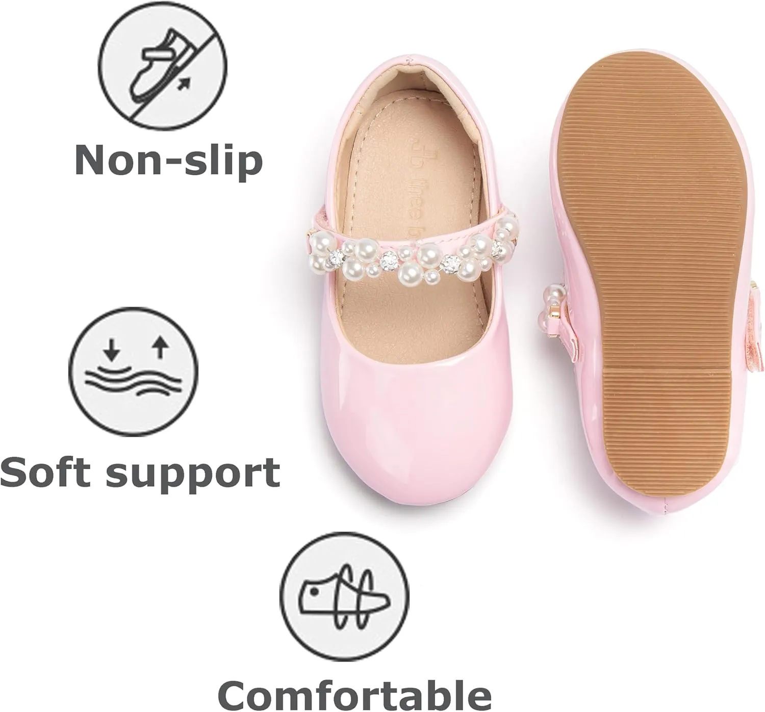 THEE BRON Toddler/Little Girl Mary Jane Flats Princess Dress Shoes