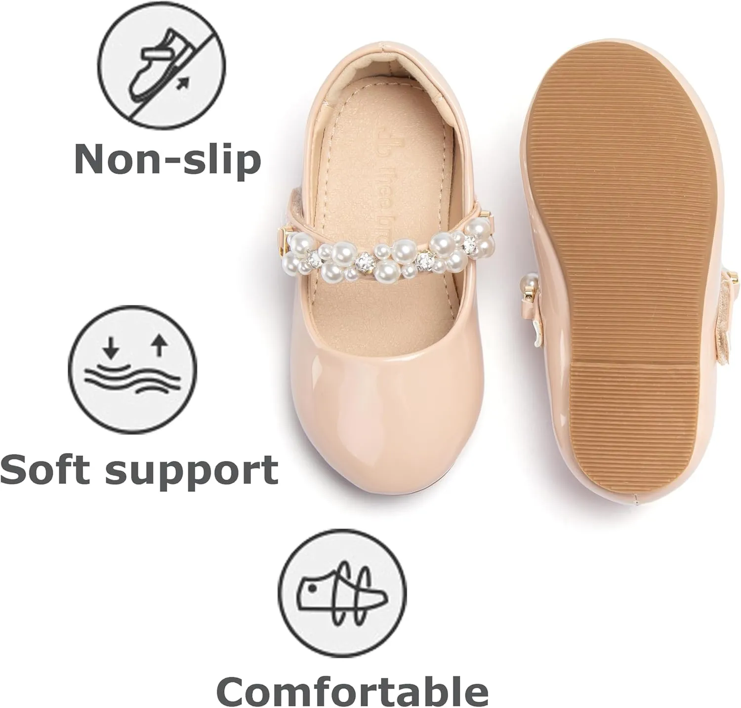 THEE BRON Toddler/Little Girl Mary Jane Flats Princess Dress Shoes