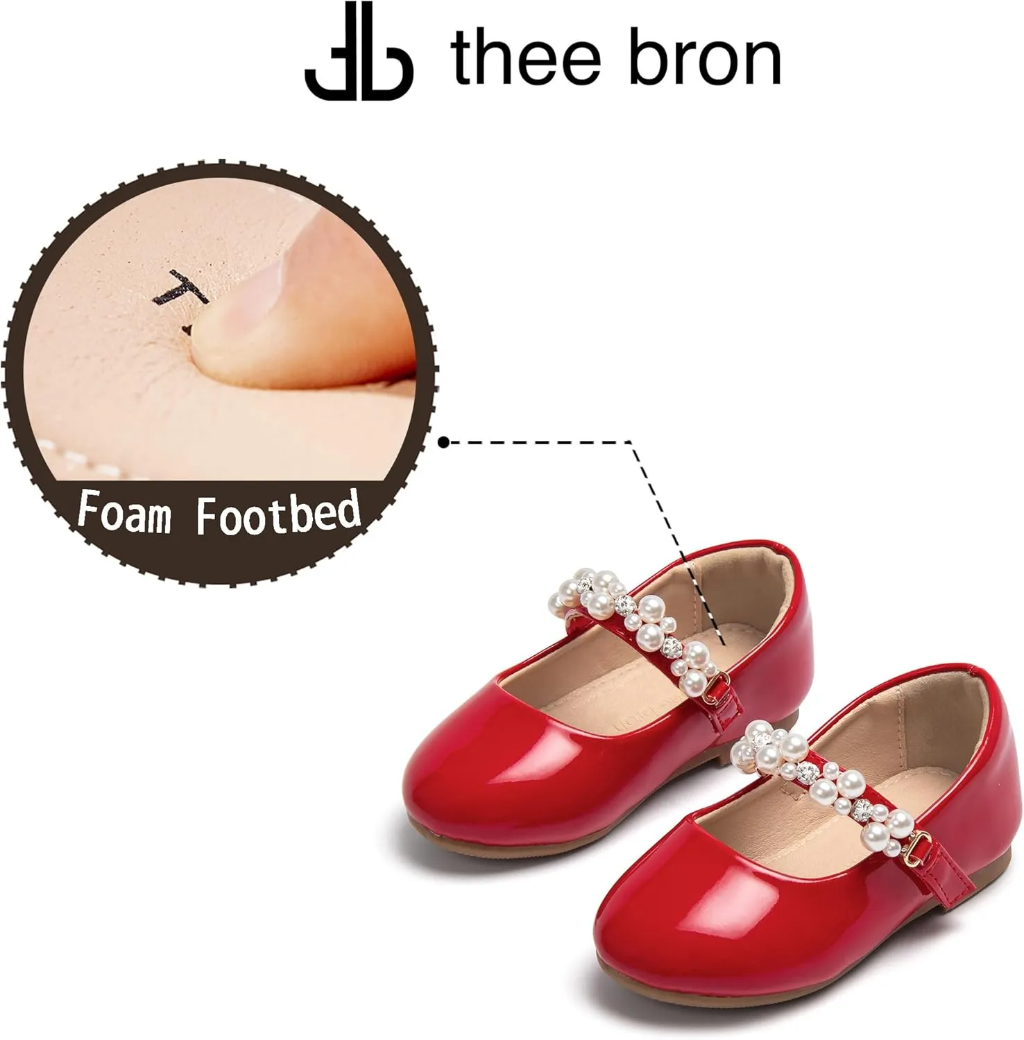THEE BRON Toddler/Little Girl Mary Jane Flats Princess Dress Shoes