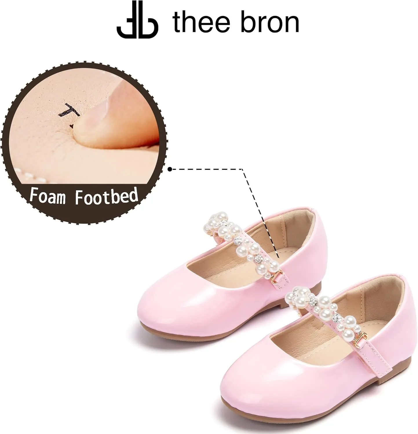 THEE BRON Toddler/Little Girl Mary Jane Flats Princess Dress Shoes