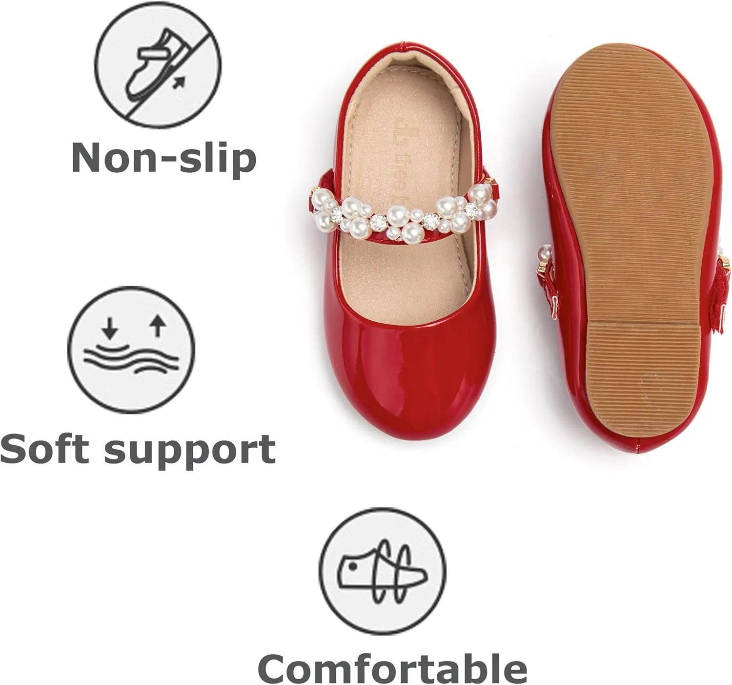 THEE BRON Toddler/Little Girl Mary Jane Flats Princess Dress Shoes