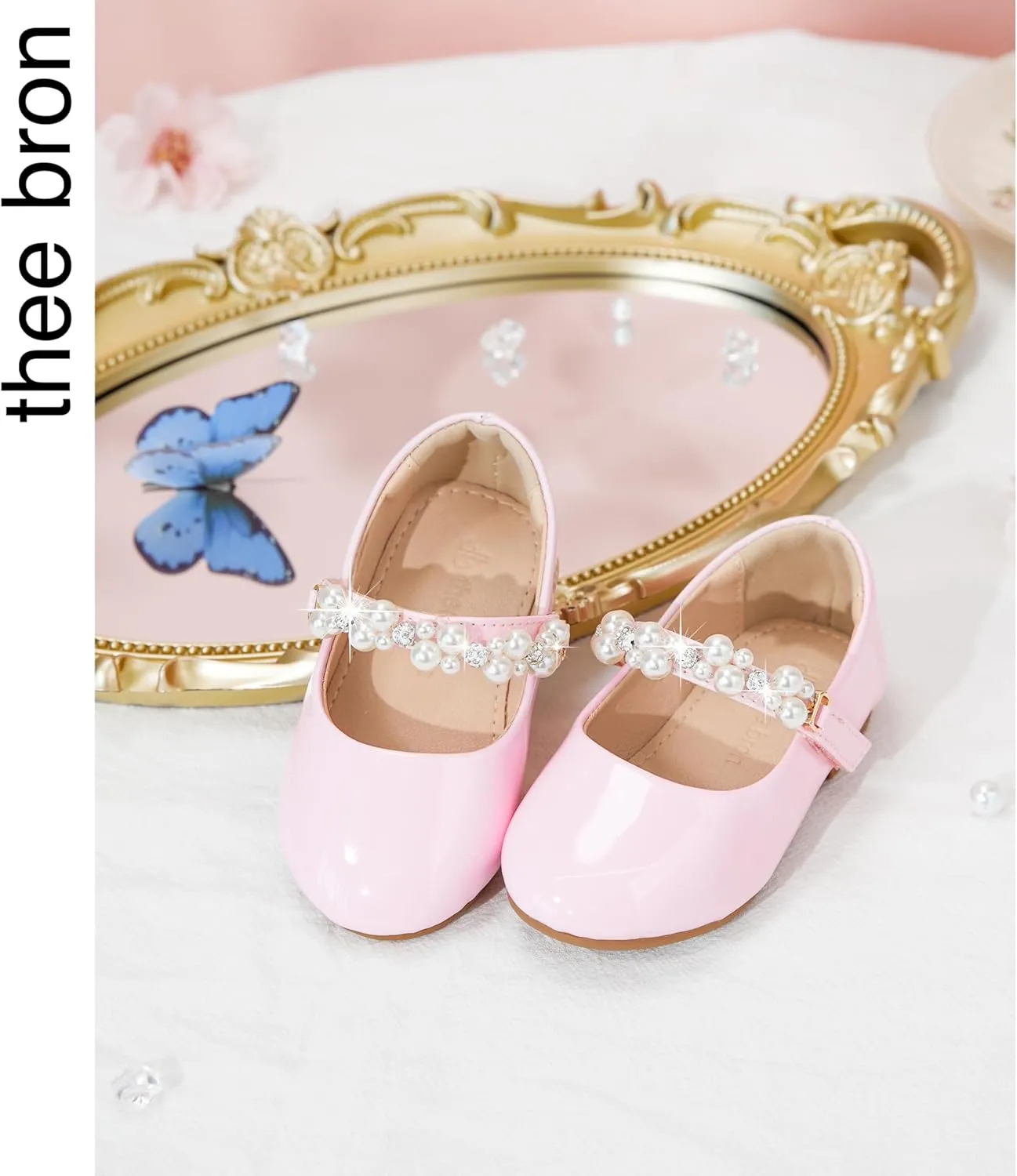 THEE BRON Toddler/Little Girl Mary Jane Flats Princess Dress Shoes