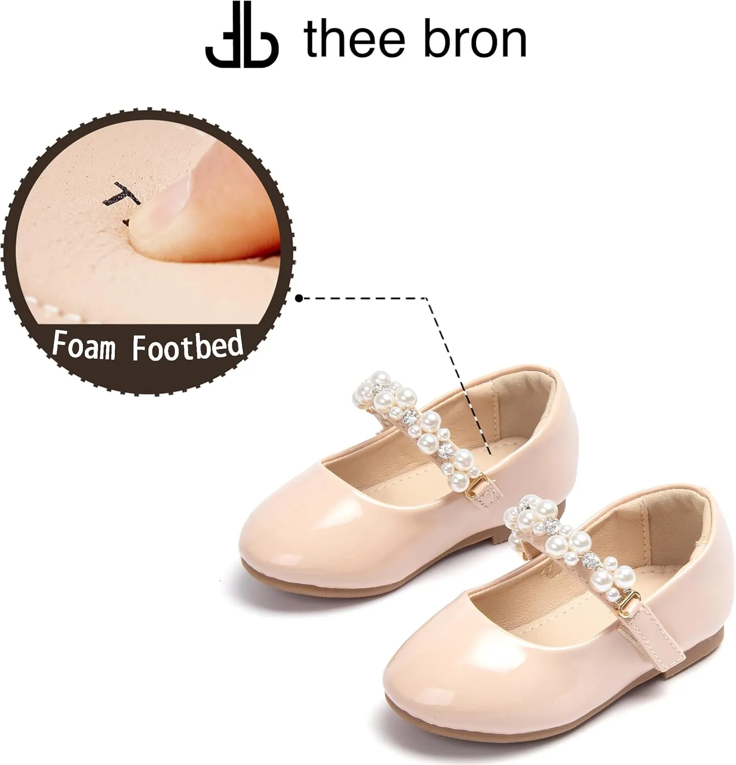 THEE BRON Toddler/Little Girl Mary Jane Flats Princess Dress Shoes