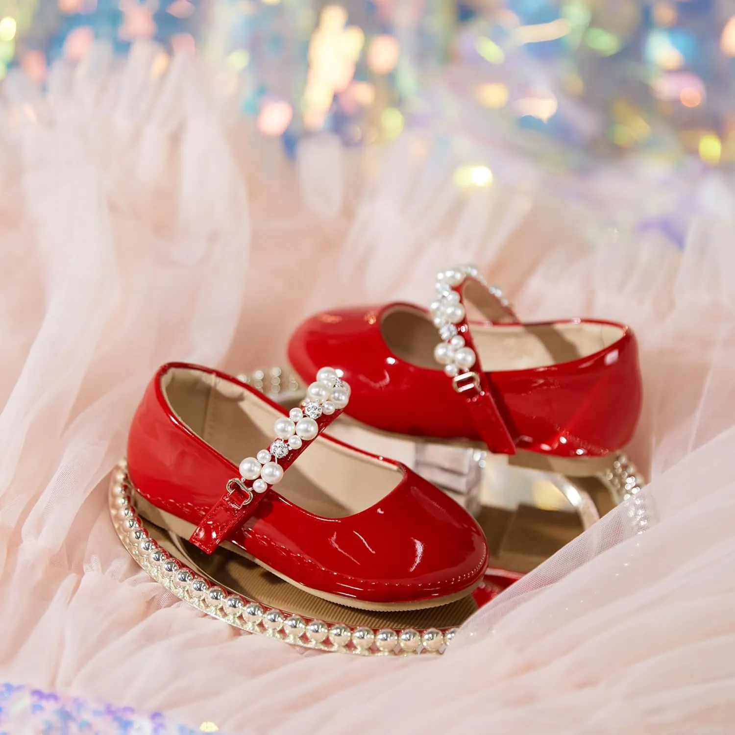 THEE BRON Toddler/Little Girl Mary Jane Flats Princess Dress Shoes