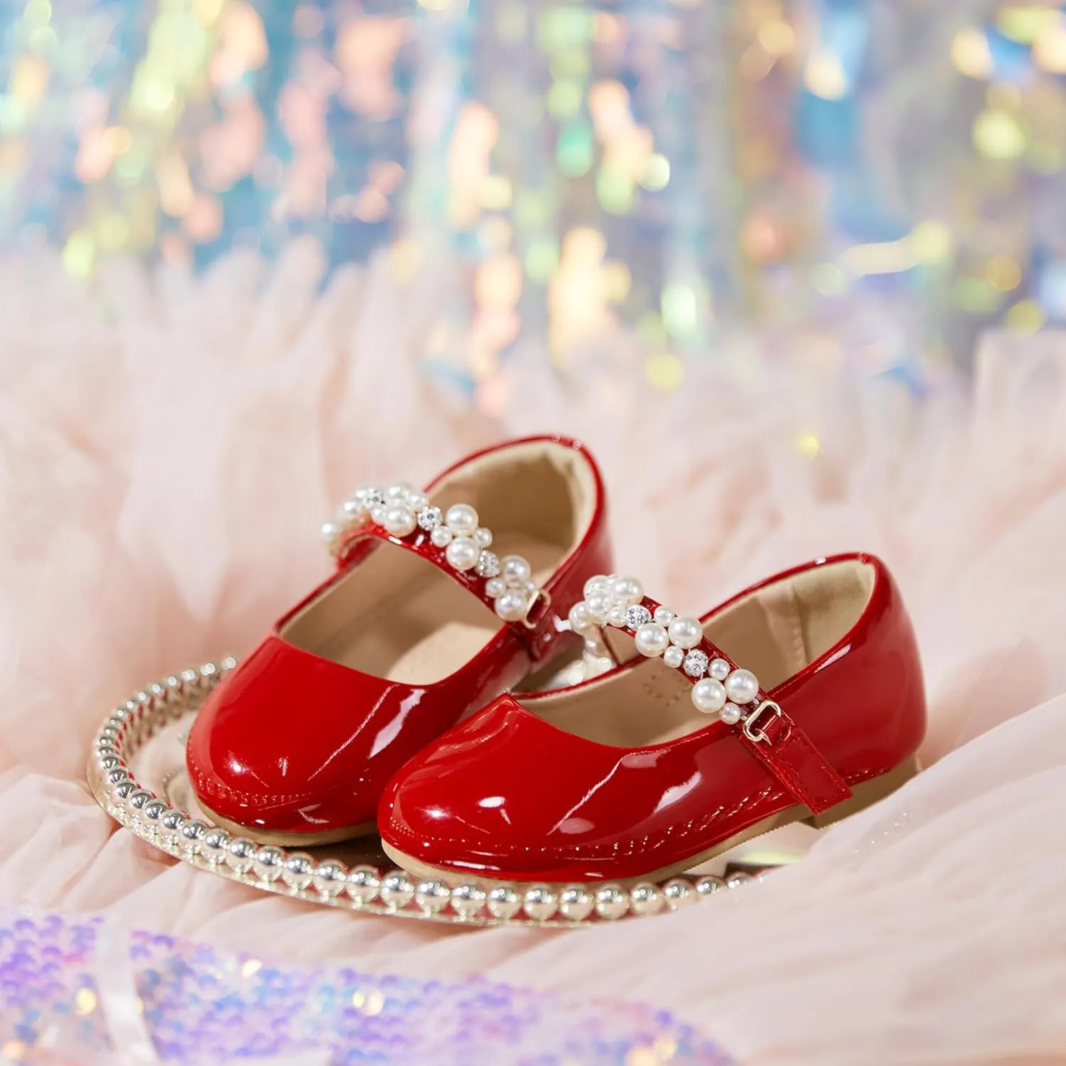 THEE BRON Toddler/Little Girl Mary Jane Flats Princess Dress Shoes