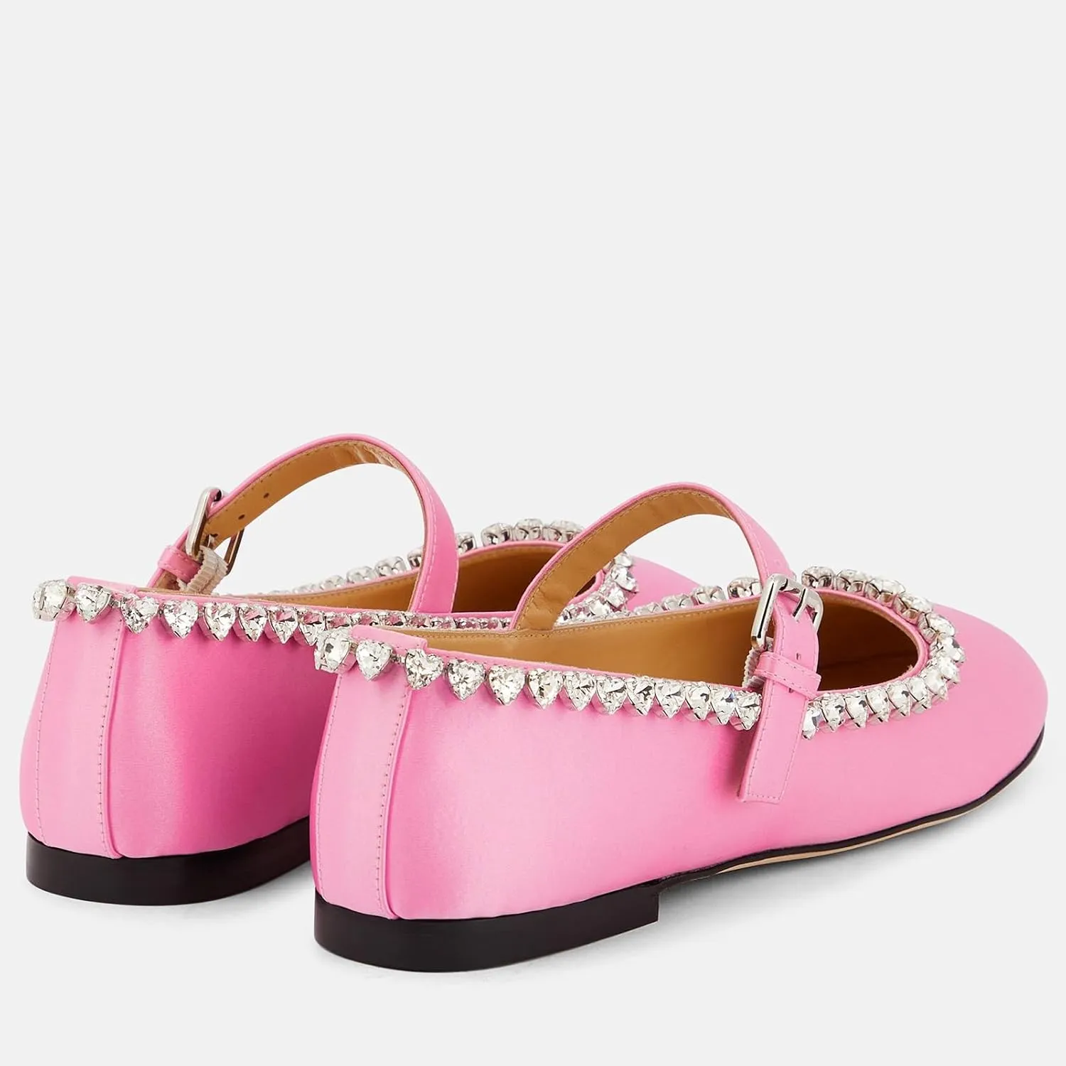 THESHY Women's Rhinestone Embellished Satin Ballet Flats Round Toe Ballerinas Flats Fashion Wedding Dressy Mary Jane for Women