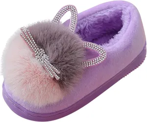 Toddler Fluff Slippers for Girls Boys Warm Household Shoes Winter Indoor Cotton Slippers with Microfleece ?ining