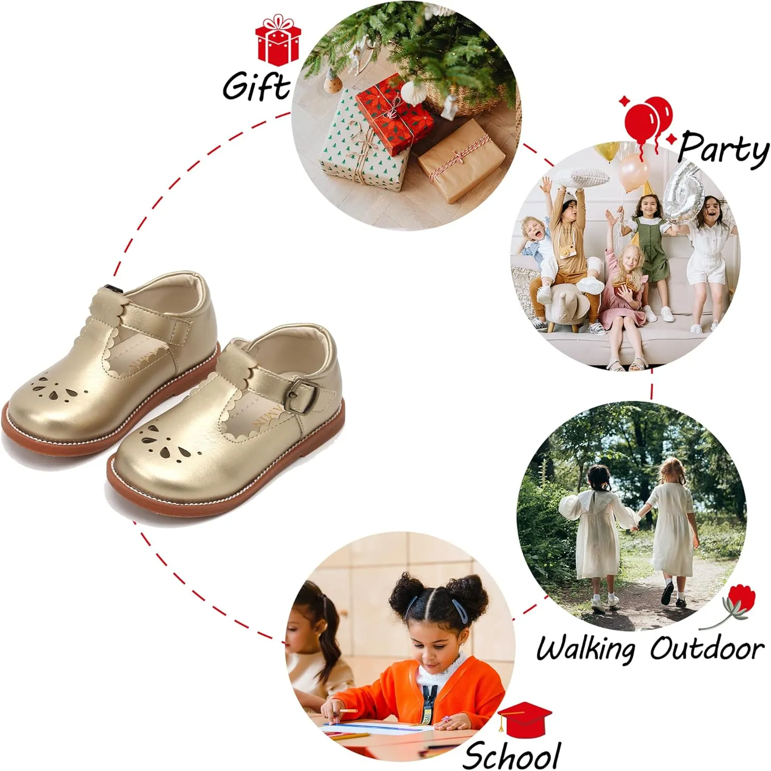 Toddler Girl Mary Jane Dress Shoes-Little Girl School Uniform Shoes for Wedding Party