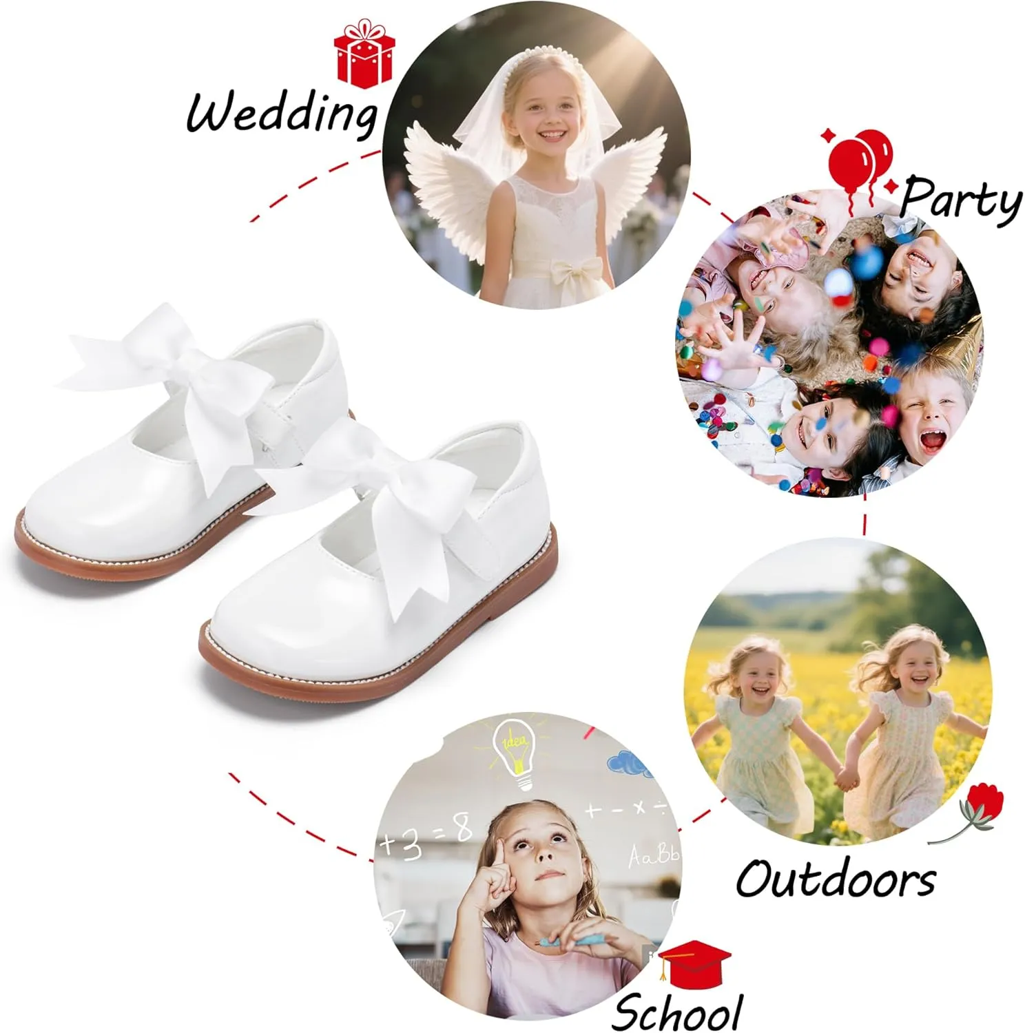 Toddler Girl Mary Jane Dress Shoes-Little Girl School Uniform Shoes for Wedding Party