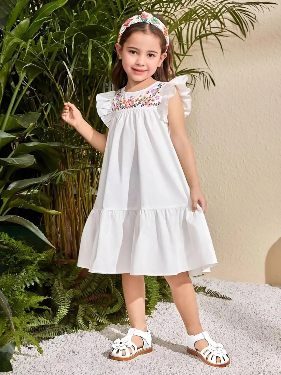 Toddler Little Girl Summer Sandals - Flower Girl Close Toe Dress Shoes Flats Wedding Princess