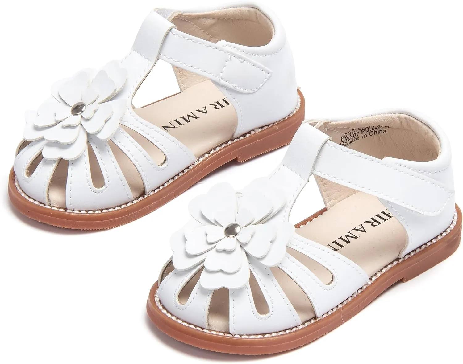 Toddler Little Girl Summer Sandals - Flower Girl Close Toe Dress Shoes Flats Wedding Princess
