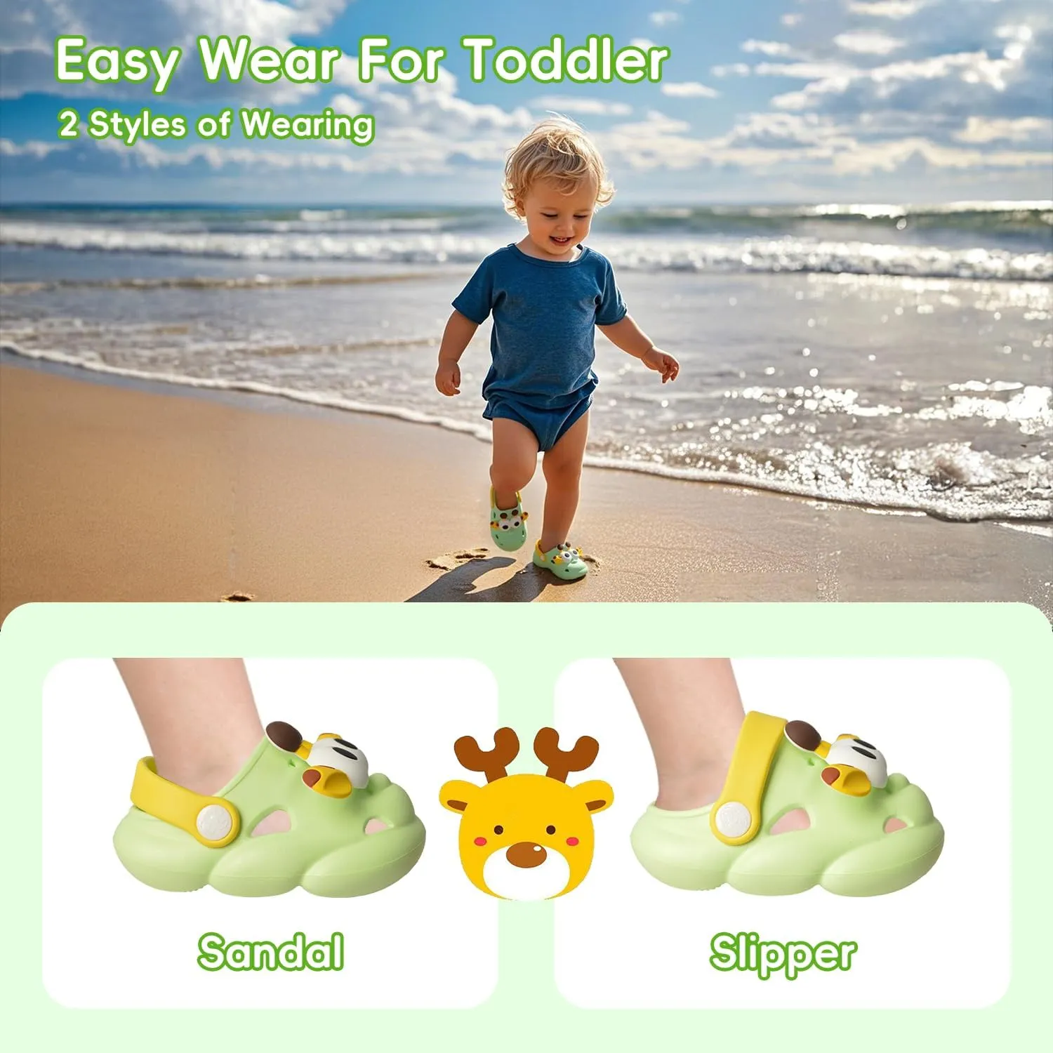 Toddler Sandals Baby Boys Girls Slip On Shoes Summer Breathable Quick-Dry Lightweight Slides Sandals Infant Outdoor Non-Slip Walking Shoes