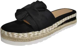 Toe Bow Weave Summer Breathable Open Sandals Flat Slip-On Shoes Women's Beach Women's Sandals Women Heel Sandals New 6.5 (Black, 8)
