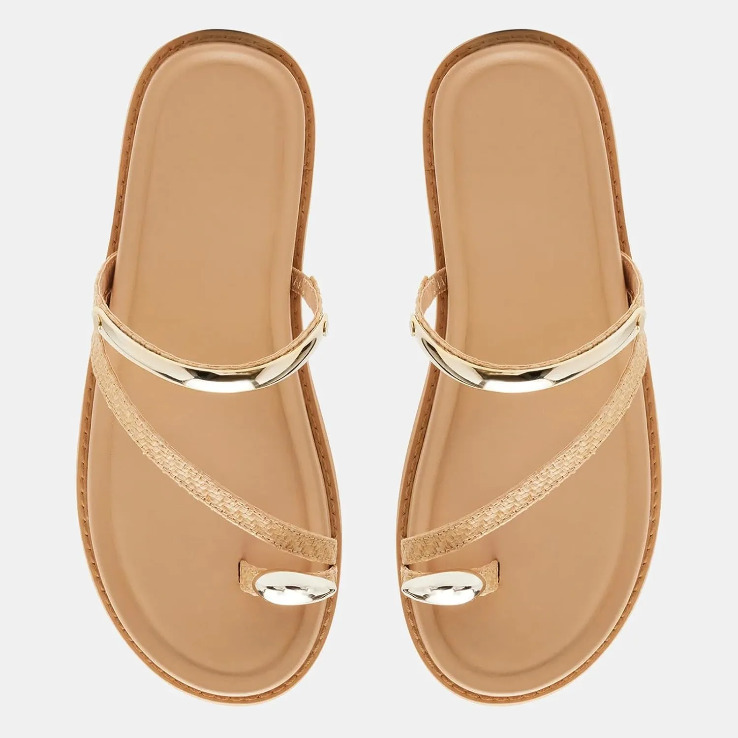 Toe Ring Thong Sandals for Women Open Toe Strappy Flat Sandals Casual Summer Dressy Beach Slide Sandals
