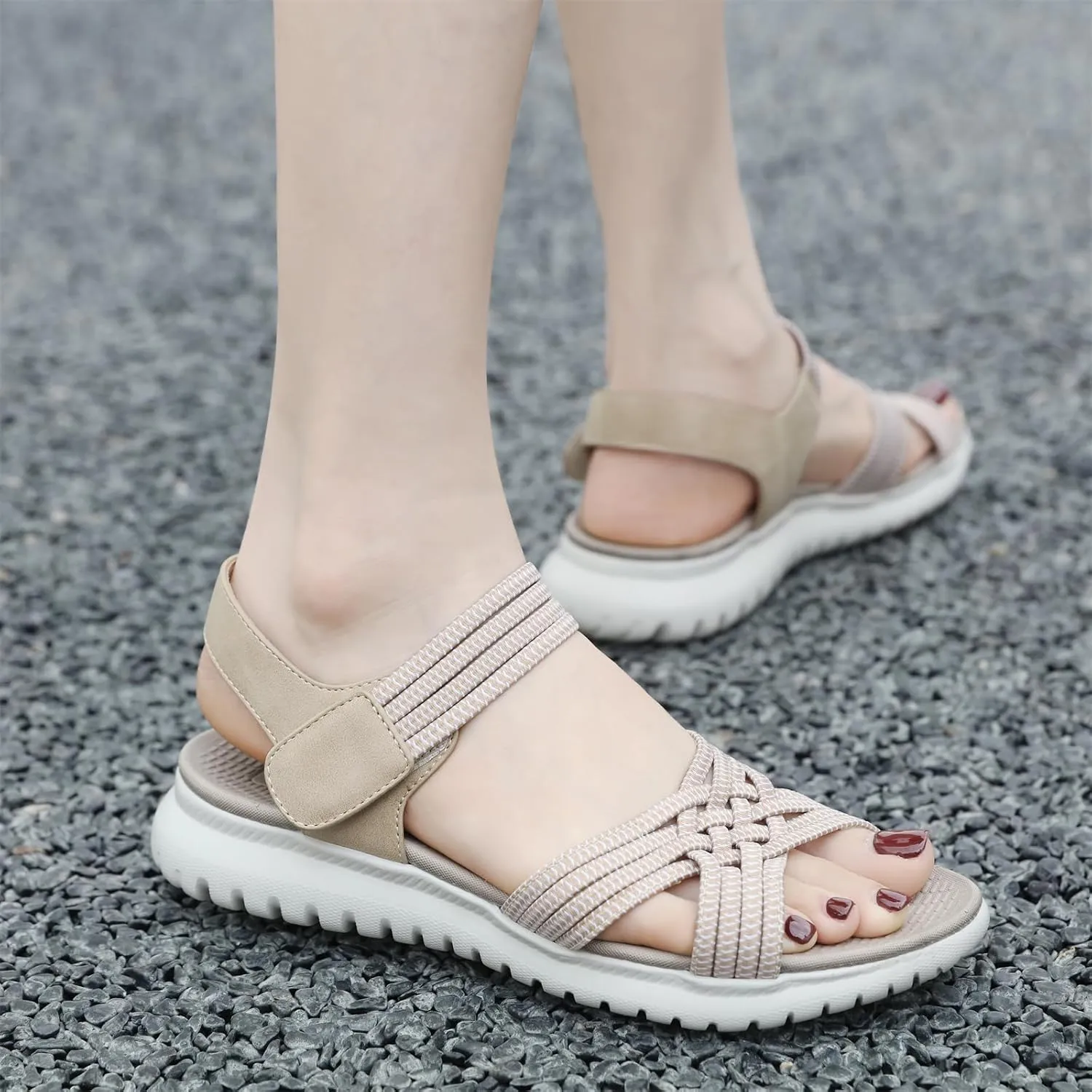 Touchmosees Ankle Strap Sports Sandals - Women's Hiking Sandals Comfortable Walking Sandals for Women Summer Beach Athletic Sandals