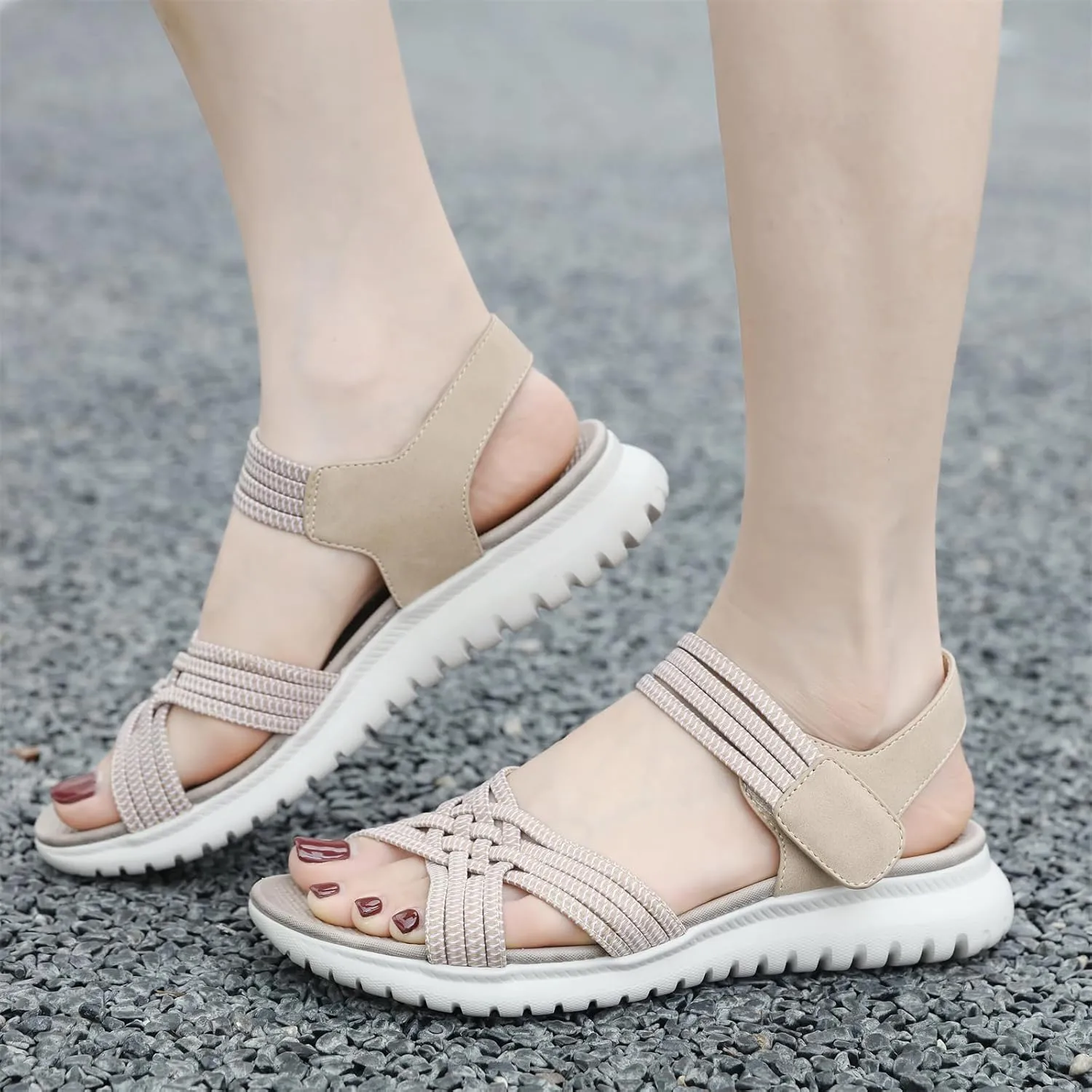 Touchmosees Ankle Strap Sports Sandals - Women's Hiking Sandals Comfortable Walking Sandals for Women Summer Beach Athletic Sandals