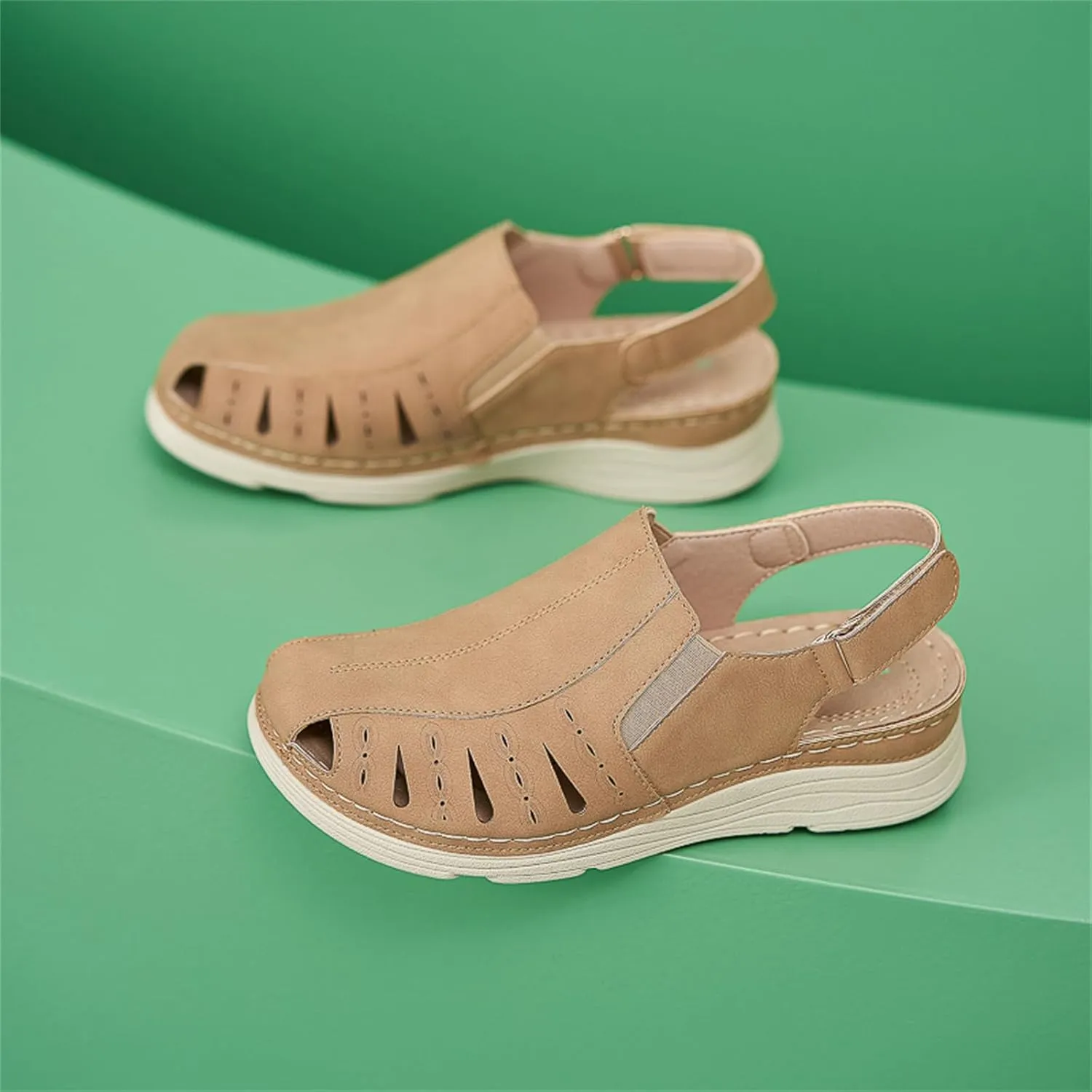 Touchmosees Bohemia Wedge Sandals - Women's Ankle Strap Causal Gladiator Shoes Summer Outdoor Beach Athletic Sandals