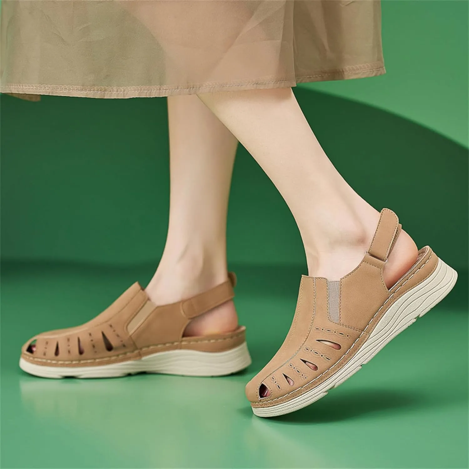 Touchmosees Bohemia Wedge Sandals - Women's Ankle Strap Causal Gladiator Shoes Summer Outdoor Beach Athletic Sandals