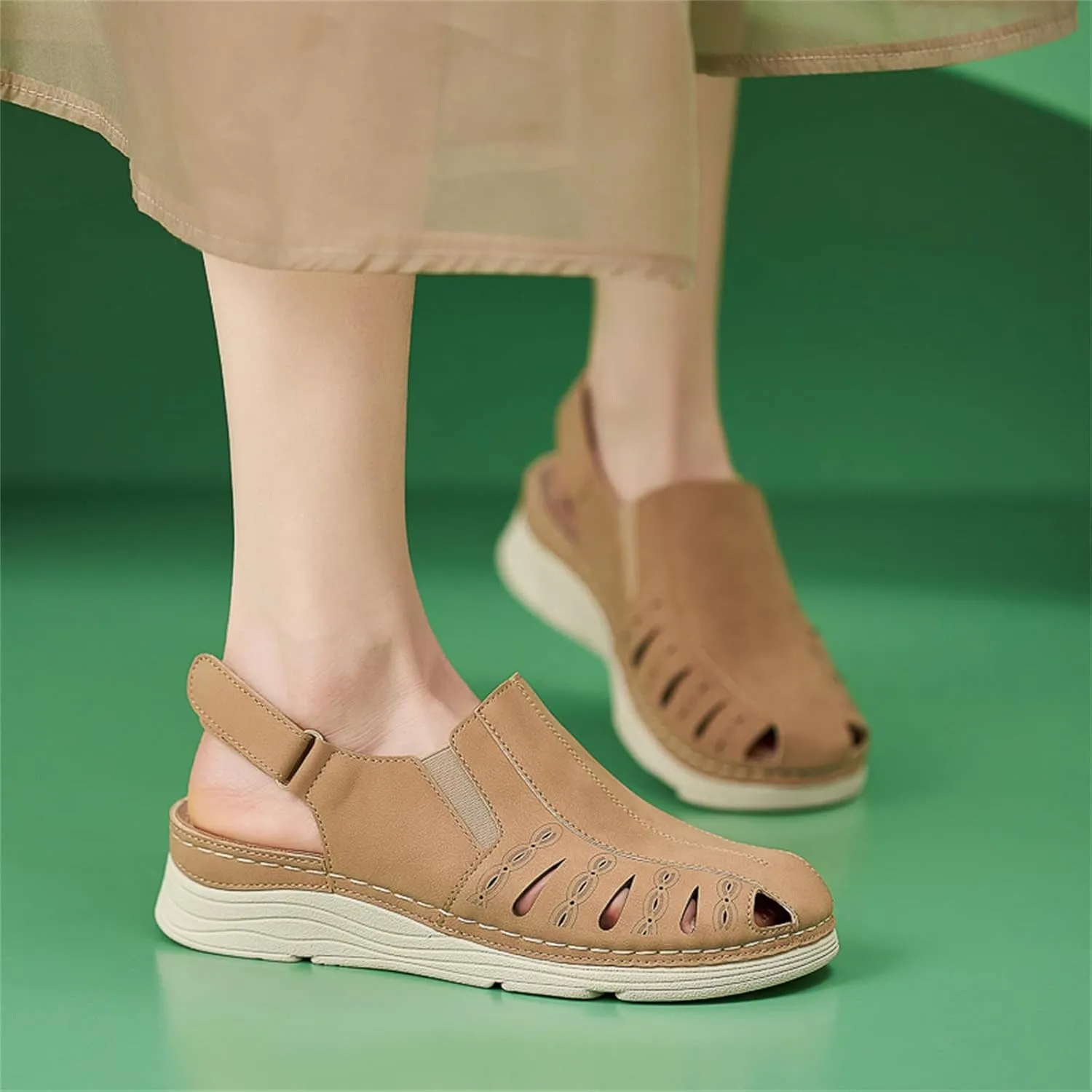 Touchmosees Bohemia Wedge Sandals - Women's Ankle Strap Causal Gladiator Shoes Summer Outdoor Beach Athletic Sandals