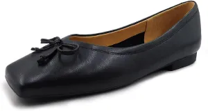 UBWDU Women's Low Heel Flat Shoes Comfortable Square Toe Bowknot Decoration Casual Ballet Shoes
