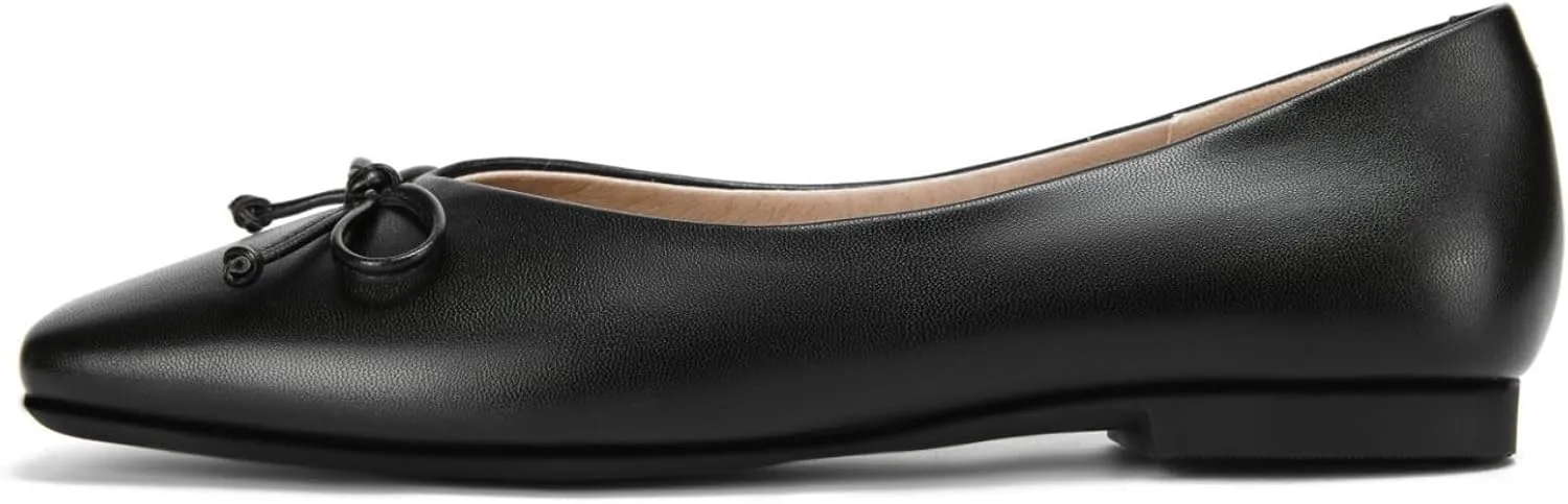 UBWDU Women's Low Heel Flat Shoes Comfortable Square Toe Bowknot Decoration Casual Ballet Shoes